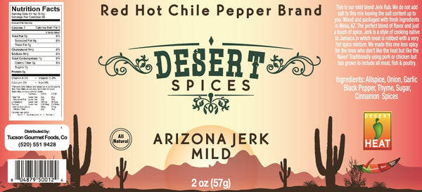 Desert Spices – Arizona Jerk Mild, 2oz. Red Hot Chile Pepper Brand. - Tubac Gourmet Foods