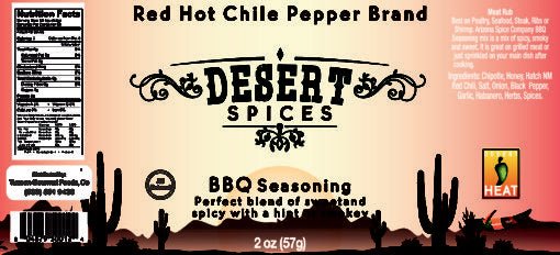 Desert Spices – BBQ Seasoning, 2oz. Red Hot Chile Pepper Brand. - Tubac Gourmet Foods