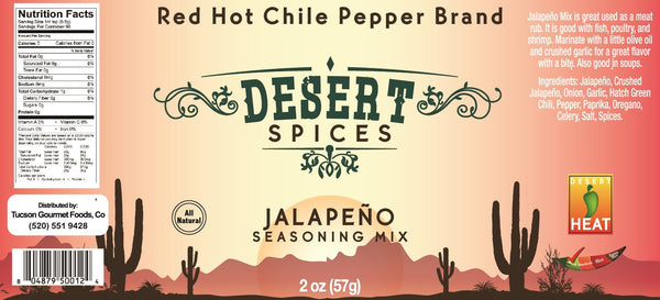 Desert Spices – Jalapeno Seasoning Mix, 2oz. Red Hot Chile Pepper Brand - Tubac Gourmet Foods